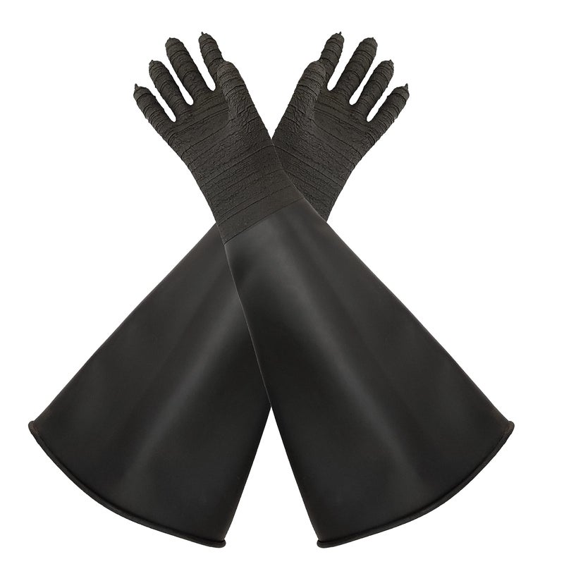 HOLDWIN Heavy Duty Sandblasting Gloves - 24.8" Striped Rubber Gloves for Sandblaster Protection - Image 1